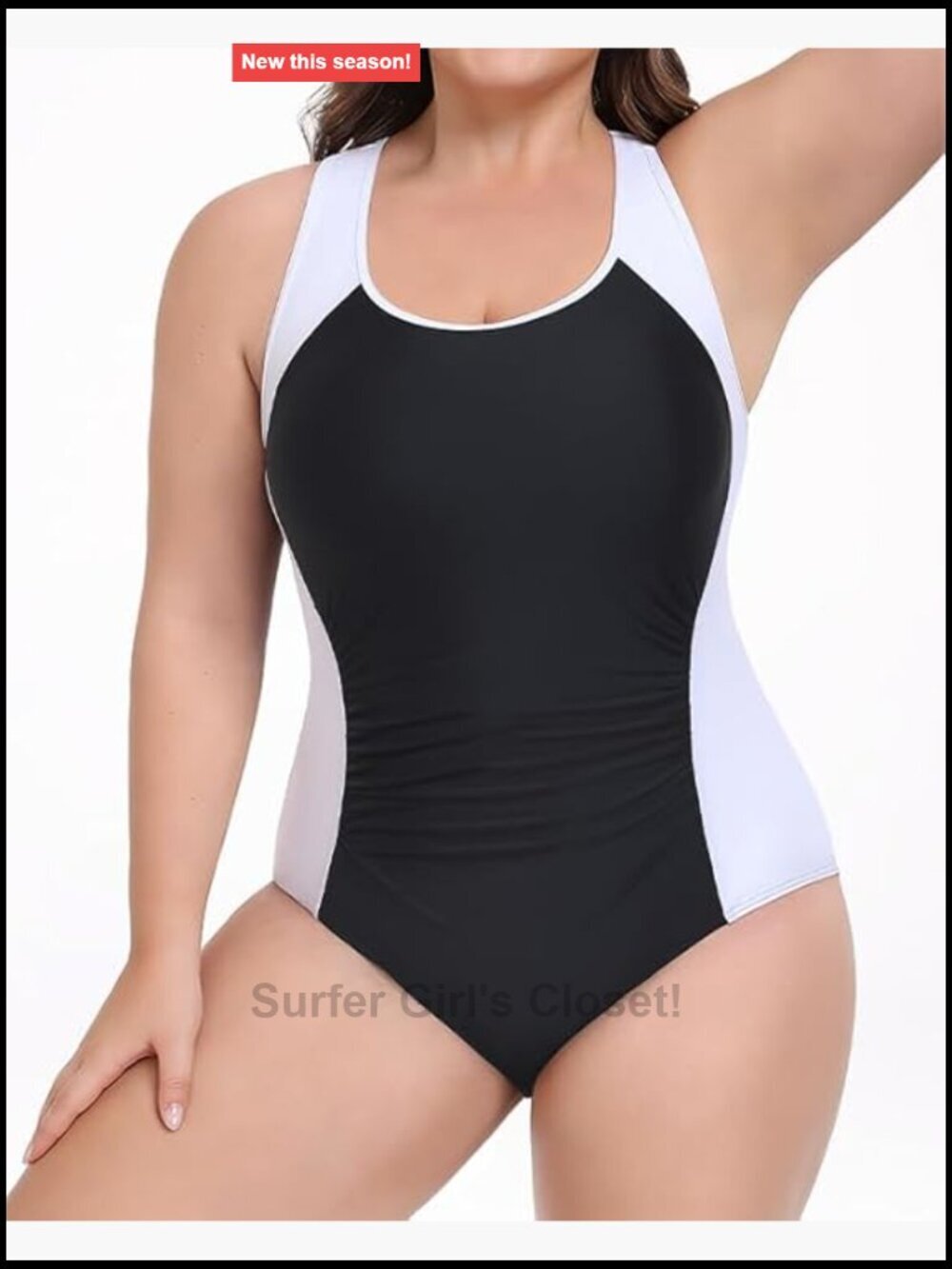 Plus Size One Piece Swimsuit with Tummy Control, Racerback, Built-In Bra